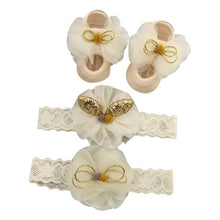 Load image into Gallery viewer, Newborn Baby Girls Headband Bow Flowers Cloth Hair Bands Hair Accessories Socks Gift Boxes Three-piece Suit Christmas Gifts