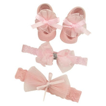 Load image into Gallery viewer, Newborn Baby Girls Headband Bow Flowers Cloth Hair Bands Hair Accessories Socks Gift Boxes Three-piece Suit Christmas Gifts