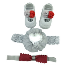 Load image into Gallery viewer, Newborn Baby Girls Headband Bow Flowers Cloth Hair Bands Hair Accessories Socks Gift Boxes Three-piece Suit Christmas Gifts