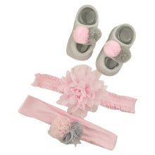 Load image into Gallery viewer, Newborn Baby Girls Headband Bow Flowers Cloth Hair Bands Hair Accessories Socks Gift Boxes Three-piece Suit Christmas Gifts