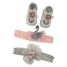 Load image into Gallery viewer, Newborn Baby Girls Headband Bow Flowers Cloth Hair Bands Hair Accessories Socks Gift Boxes Three-piece Suit Christmas Gifts