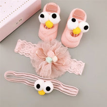 Load image into Gallery viewer, Newborn Baby Girls Headband Bow Flowers Cloth Hair Bands Hair Accessories Socks Gift Boxes Three-piece Suit Christmas Gifts