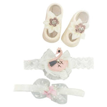 Load image into Gallery viewer, Newborn Baby Girls Headband Bow Flowers Cloth Hair Bands Hair Accessories Socks Gift Boxes Three-piece Suit Christmas Gifts