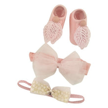 Load image into Gallery viewer, Newborn Baby Girls Headband Bow Flowers Cloth Hair Bands Hair Accessories Socks Gift Boxes Three-piece Suit Christmas Gifts