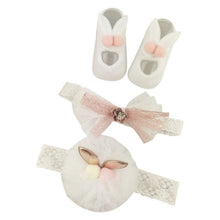 Load image into Gallery viewer, Newborn Baby Girls Headband Bow Flowers Cloth Hair Bands Hair Accessories Socks Gift Boxes Three-piece Suit Christmas Gifts