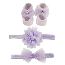Load image into Gallery viewer, Newborn Baby Girls Headband Bow Flowers Cloth Hair Bands Hair Accessories Socks Gift Boxes Three-piece Suit Christmas Gifts
