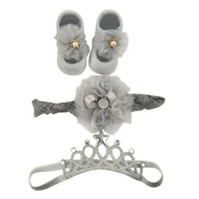 Load image into Gallery viewer, Newborn Baby Girls Headband Bow Flowers Cloth Hair Bands Hair Accessories Socks Gift Boxes Three-piece Suit Christmas Gifts