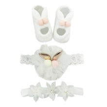 Load image into Gallery viewer, Newborn Baby Girls Headband Bow Flowers Cloth Hair Bands Hair Accessories Socks Gift Boxes Three-piece Suit Christmas Gifts